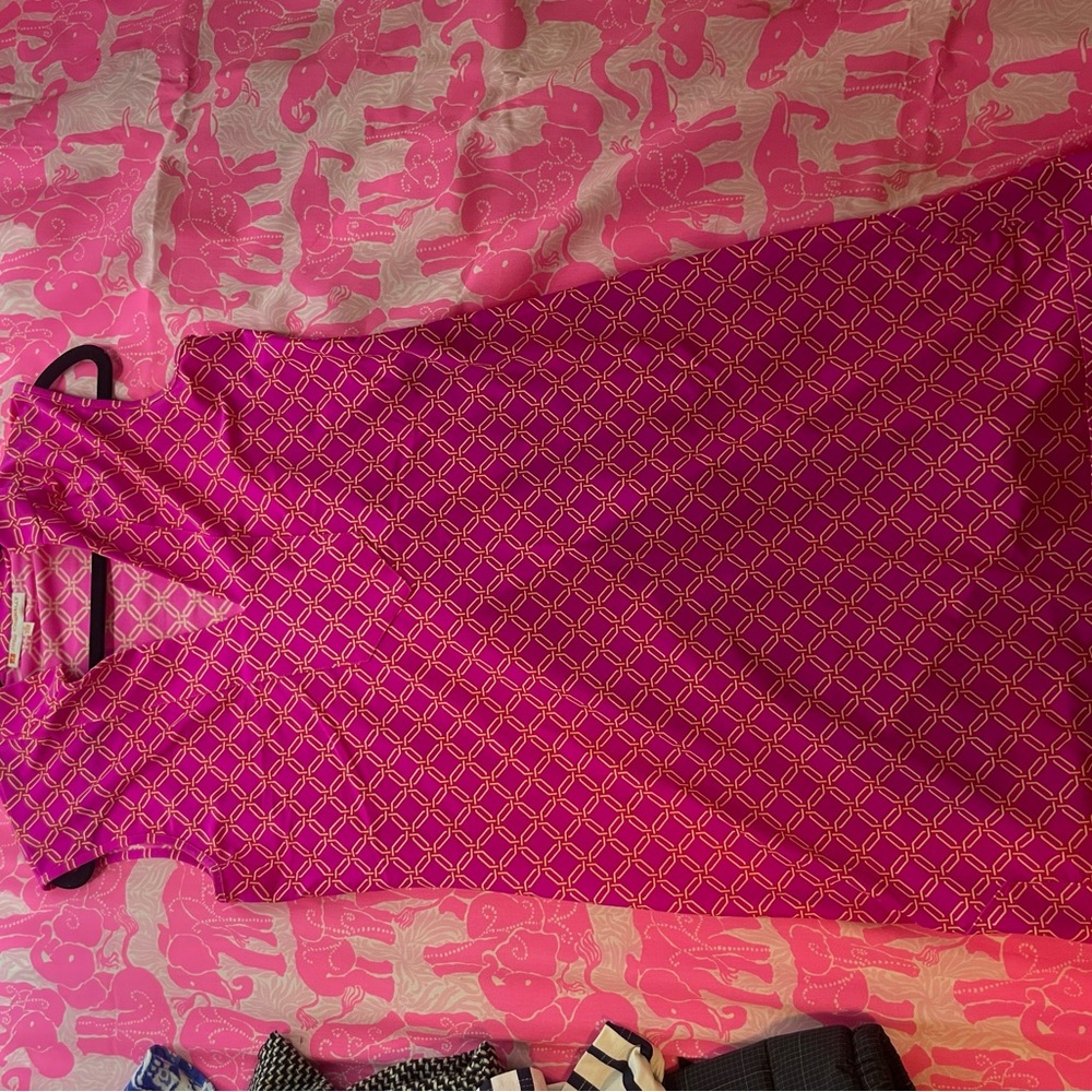 Jude Connally Vibrant Pink and Orange Patterned Dress